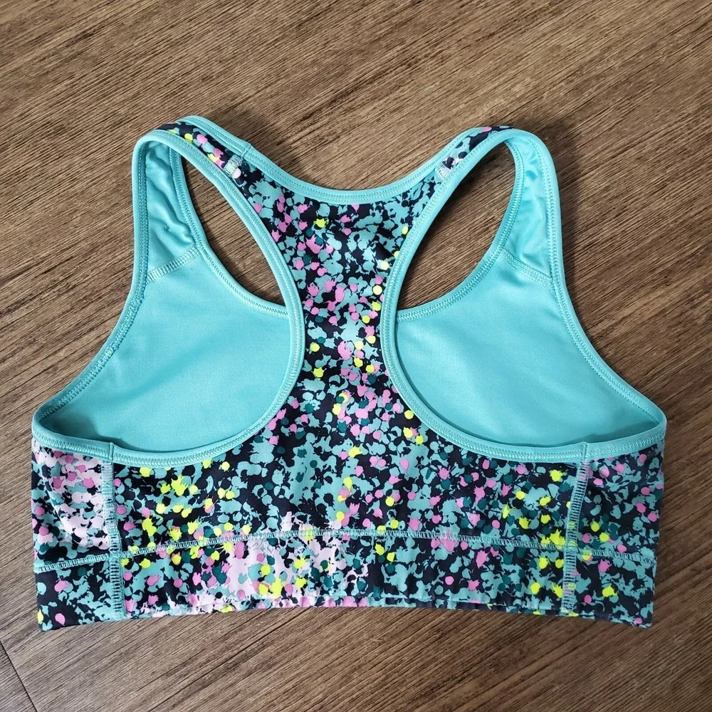 NIKE Pro Blue Splattered ‎ Paint Racerback Swoosh Sports Bra Size M  Medium